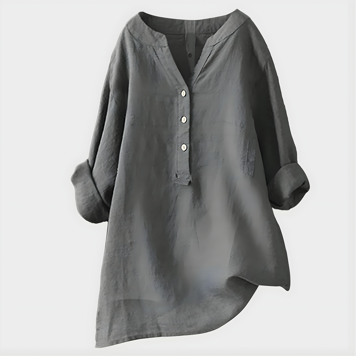 Veronique™ Elegant Cotton-Linen V-Neck Blouse